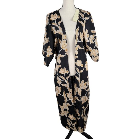 Maison Du Soir Size S/M Black, Gold & White Selena Kimono, NEW with Tags - Picture 2 of 16